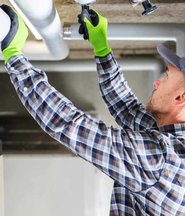 Plumber Performing Residential Heating System Check